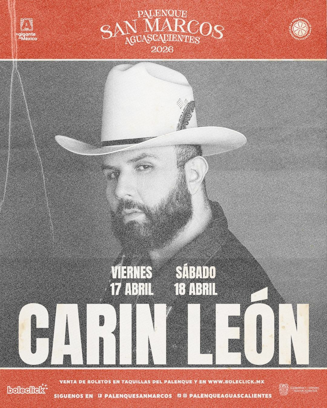 boletos Carin León palenque aguascalientes 2026