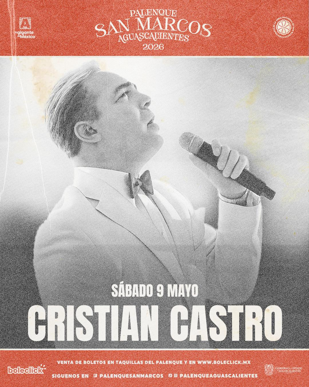 boletos Cristian Castro palenque aguascalientes 2026