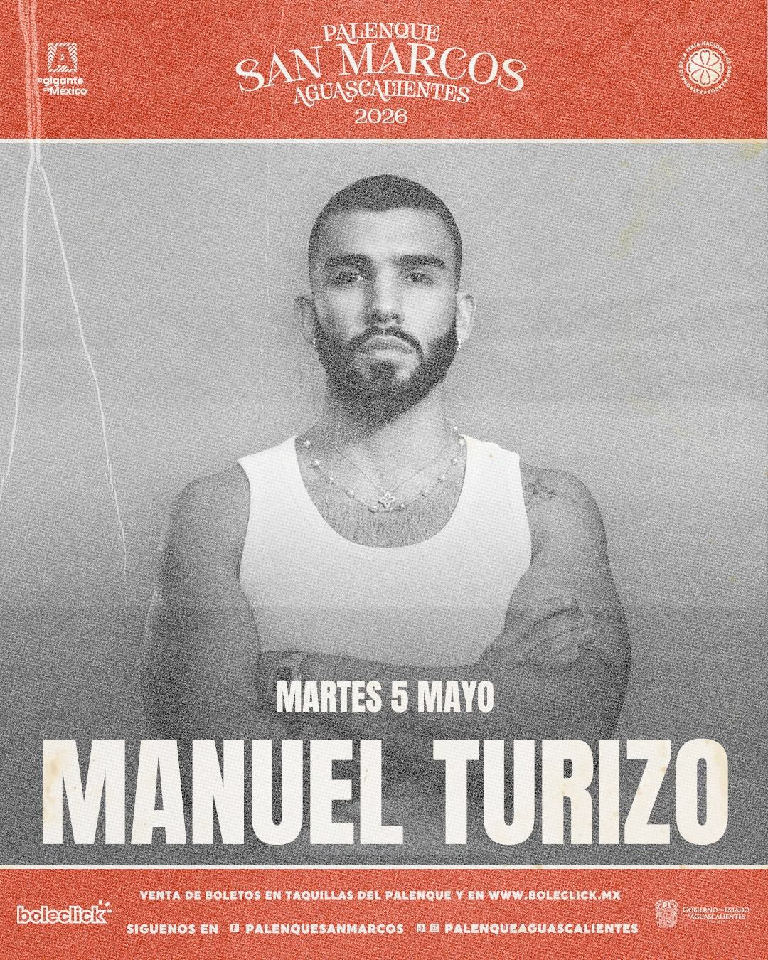 boletos Manuel Turizo palenque aguascalientes 2026