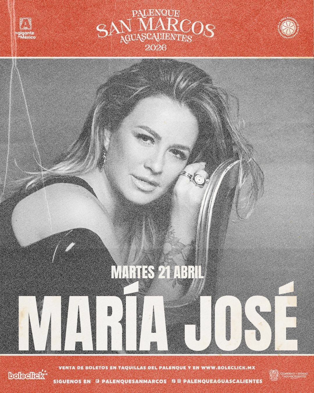 boletos María José palenque aguascalientes 2026