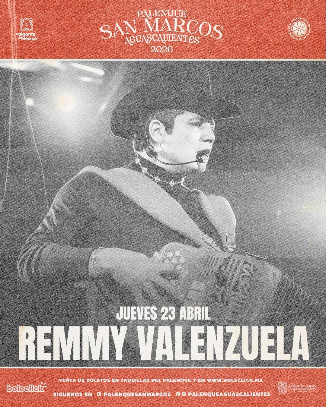 boletos Remmy Valenzuela palenque aguascalientes 2026