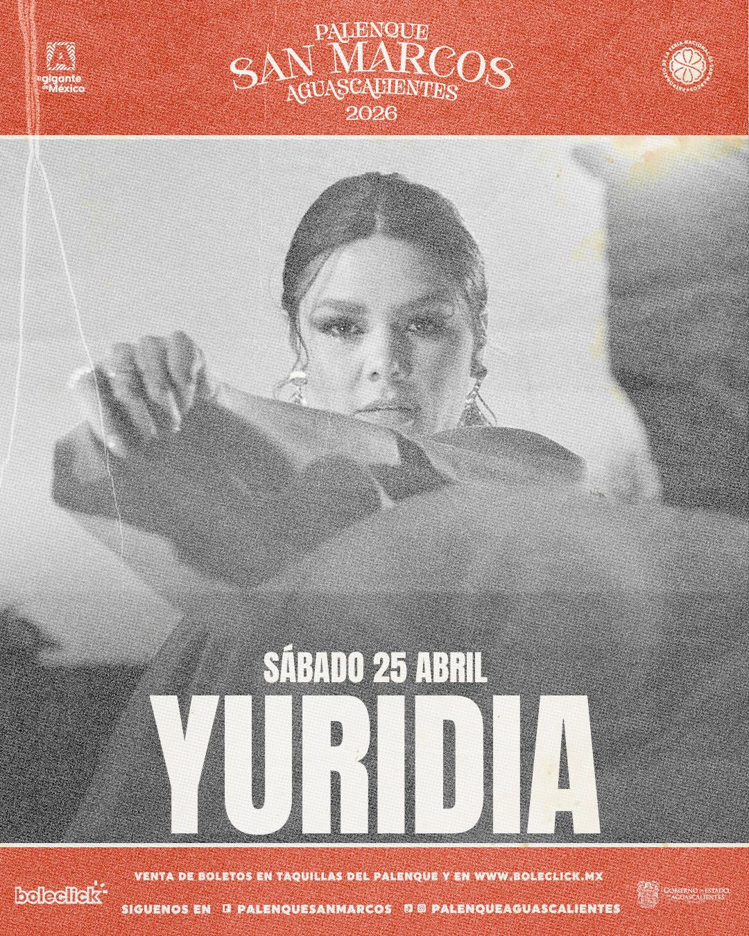 boletos Yuridia palenque aguascalientes 2026